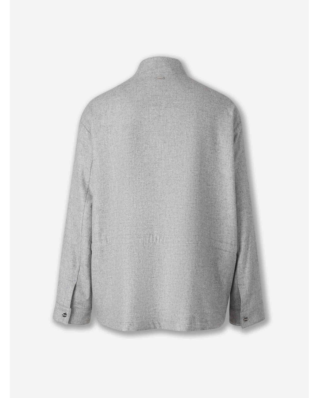 Herno Gray Cashmere Silk Casual Jacket
