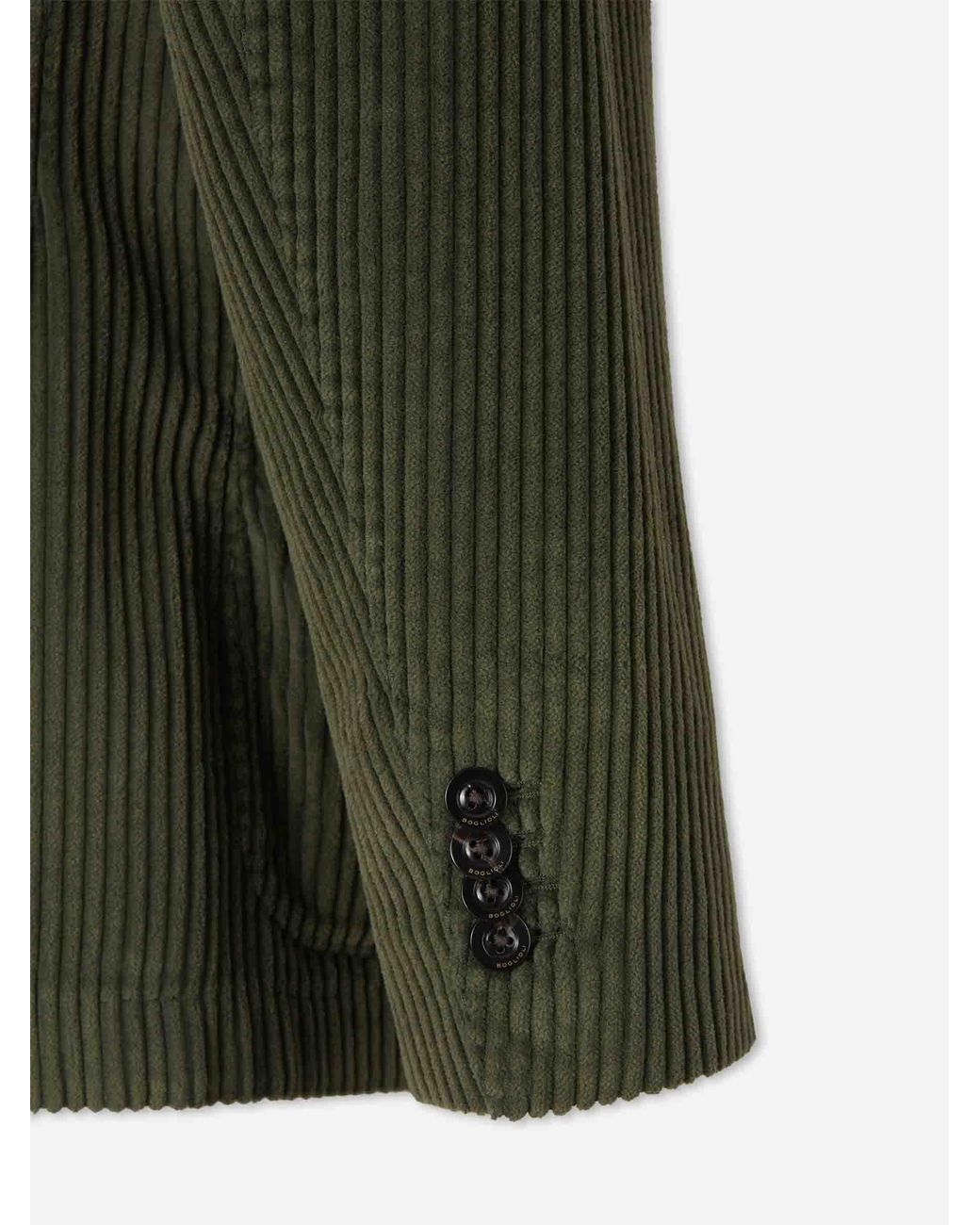 Boglioli Green Corduroy Crossover Blazer for men