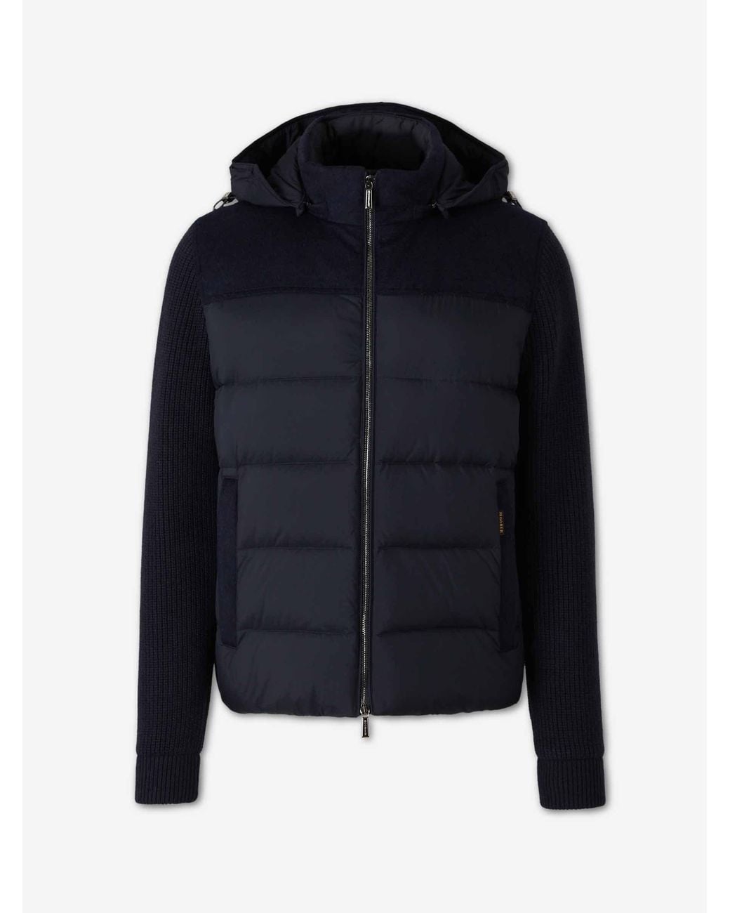 Moorer Blue Down Jacket With Knit Sleeves for men