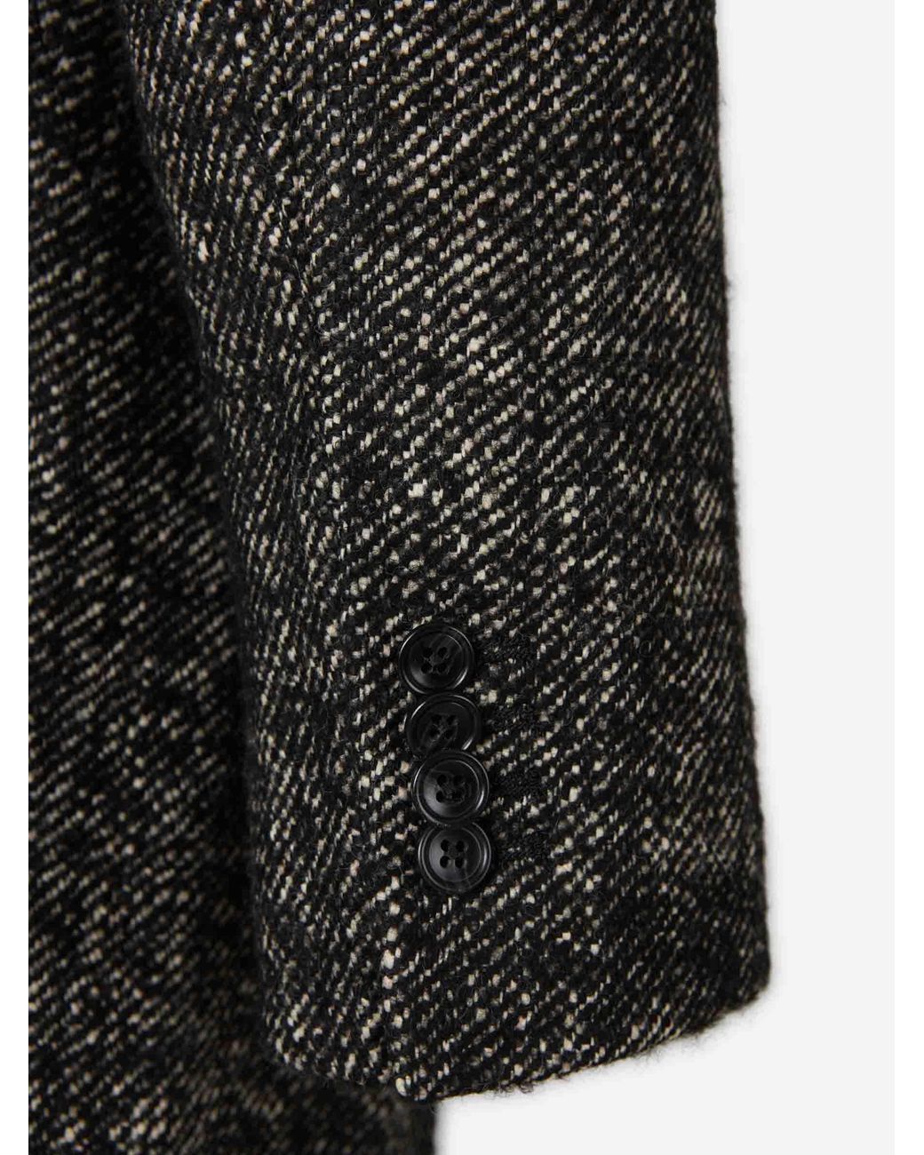 Tagliatore Black Long Double-Breasted Coat for men