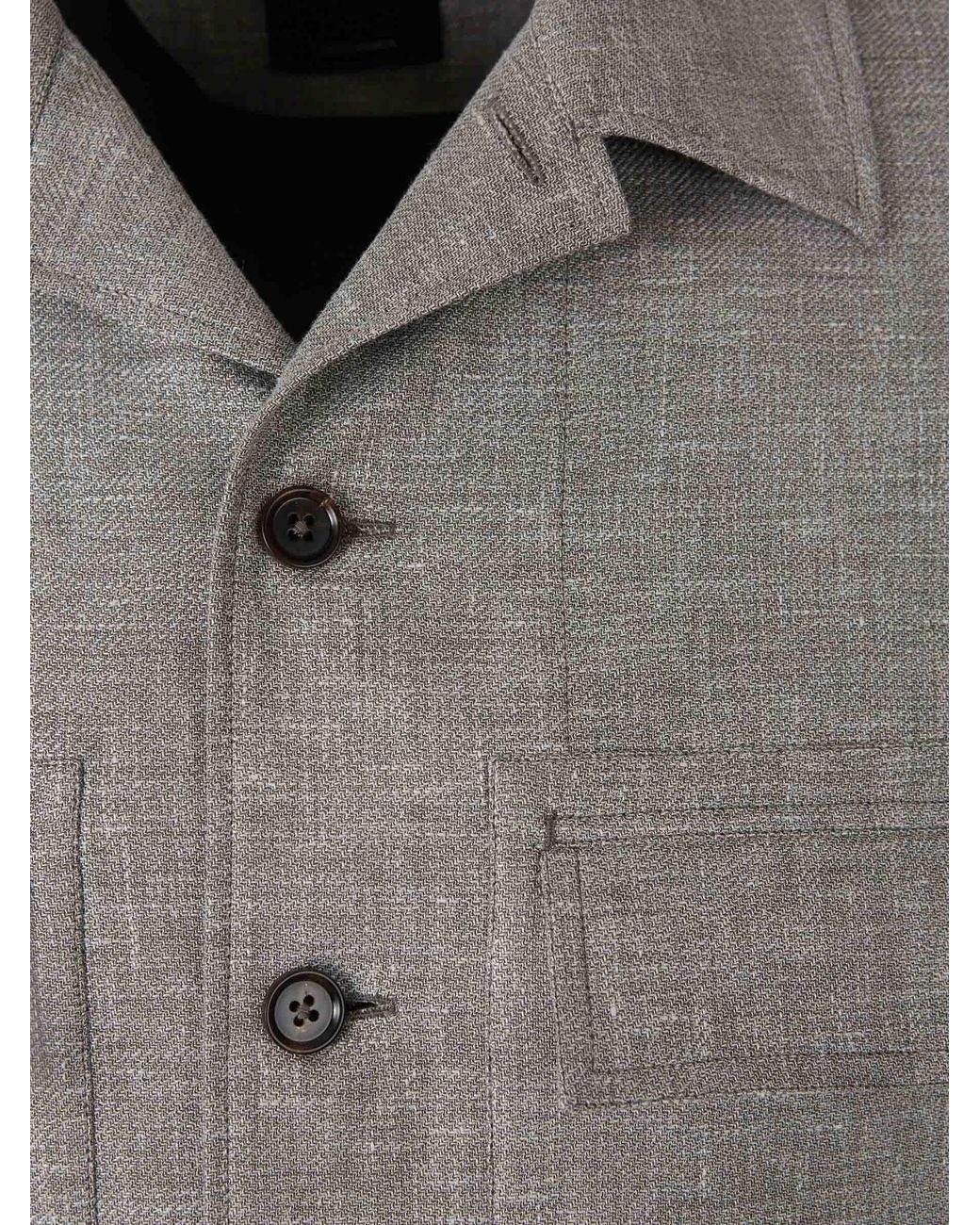 Zegna Gray Overshirt Pockets Placket for men