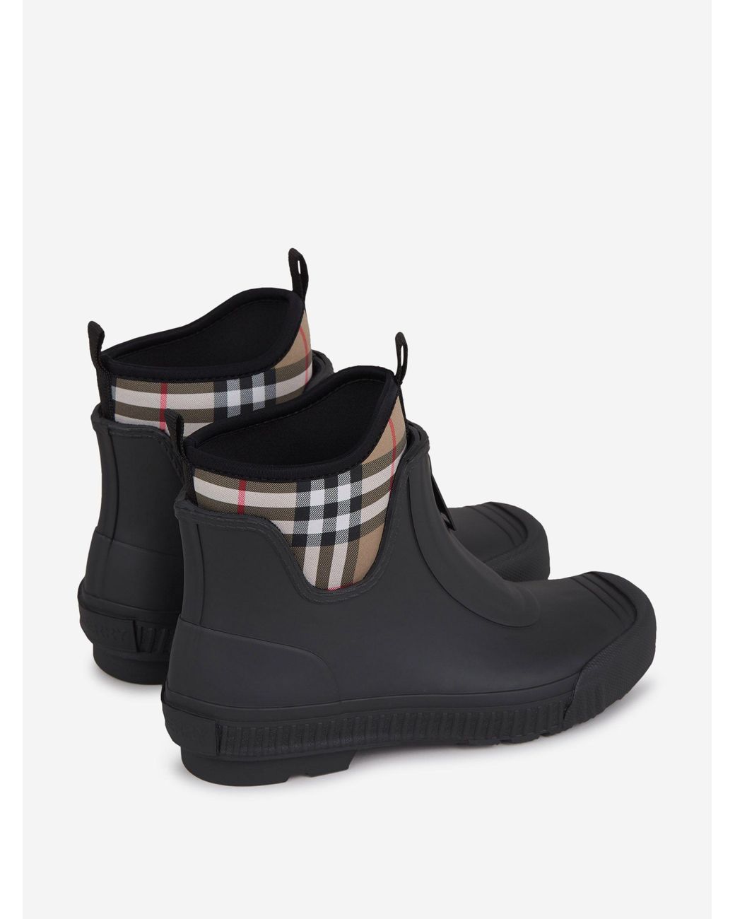 Burberry Checkered Rain Boots in Black | Lyst