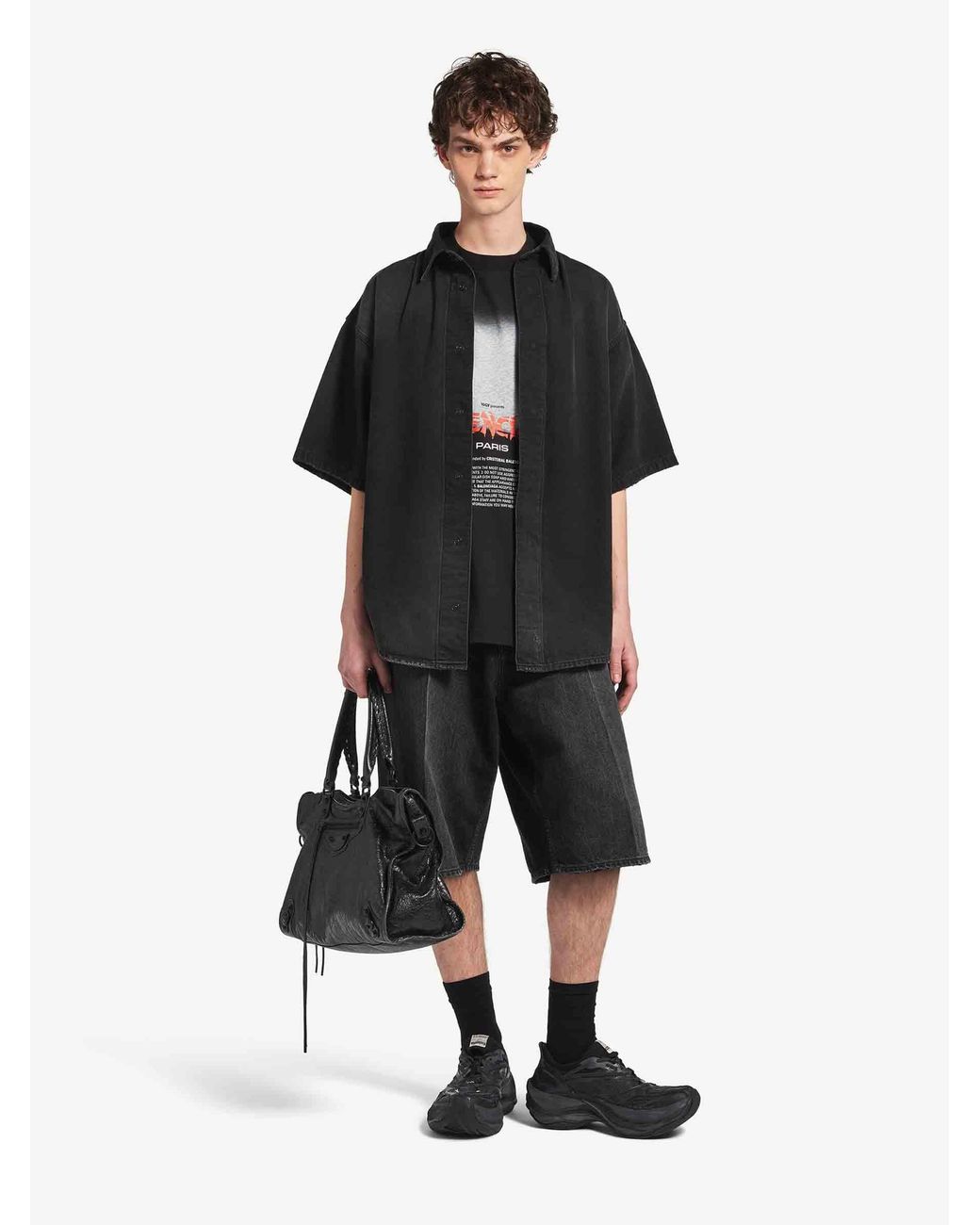 Balenciaga Black Layered Denim Shirt for men