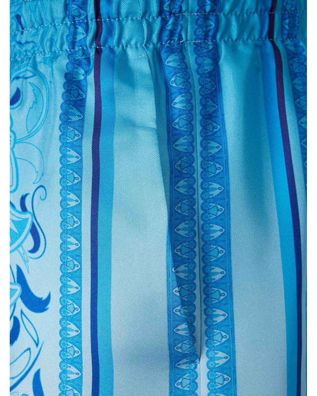 Casablanca Blue Printed Silk Bermuda Shorts for men