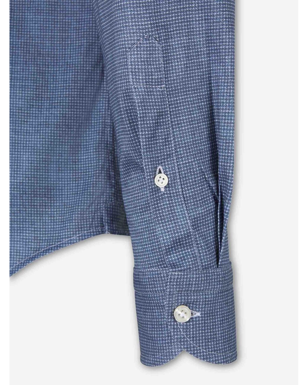 Santa Eulalia Blue Printed Cotton Shirt for men