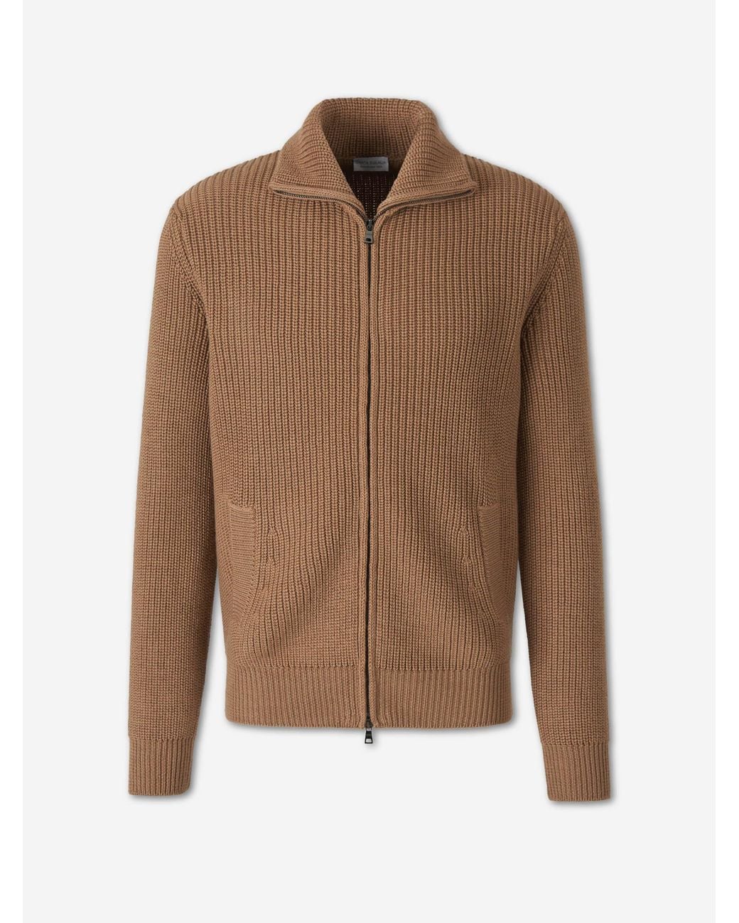 Santa Eulalia Brown Wool Cardigan With Zipper for men