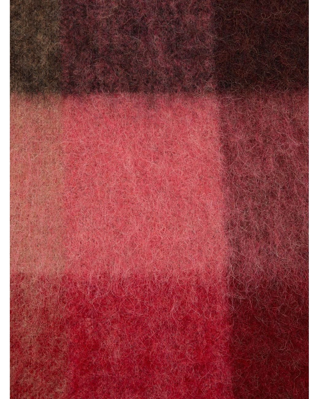 Acne Red Wool Plaid Scarf