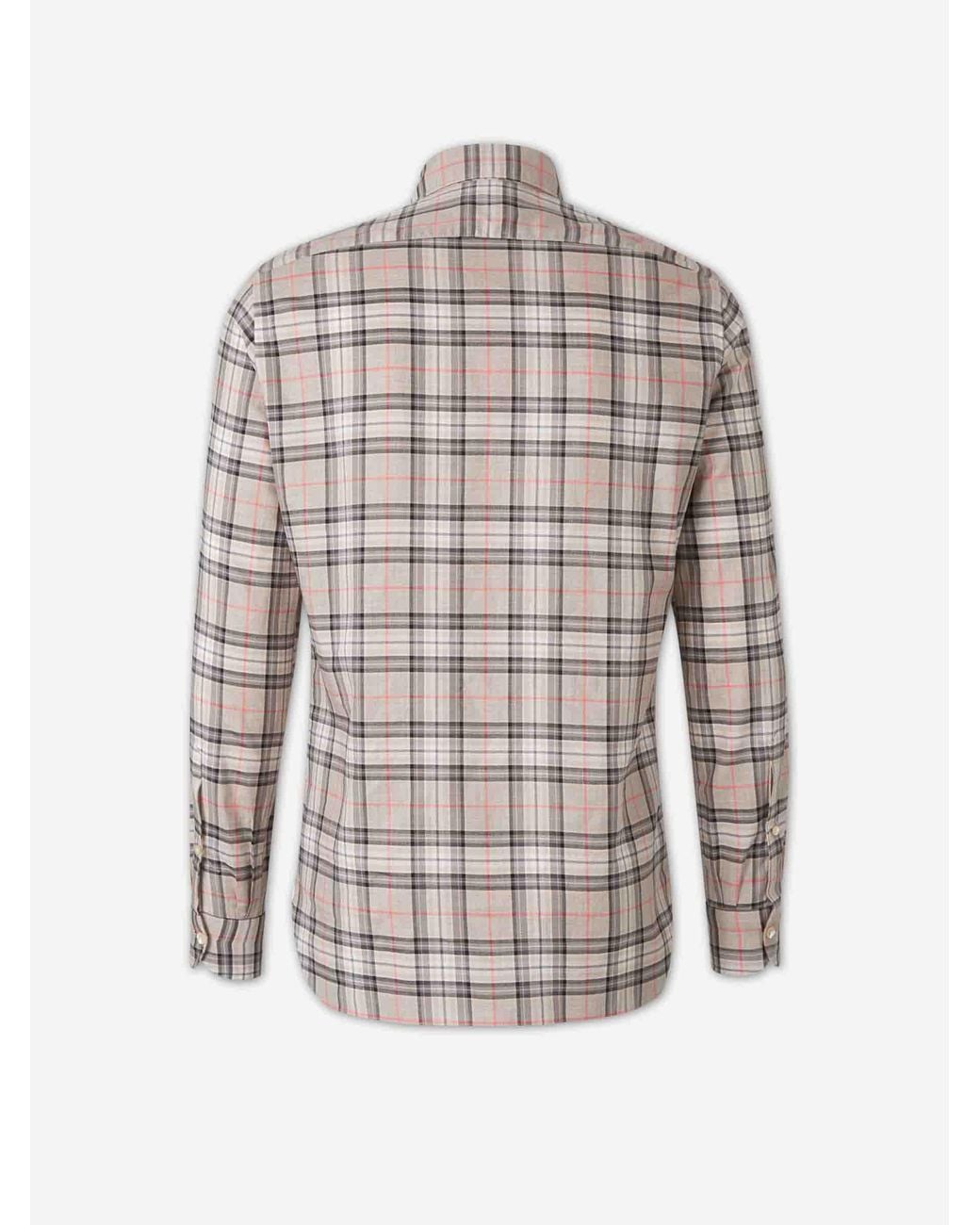 Luigi Borrelli Napoli White Plaid Print Shirt for men