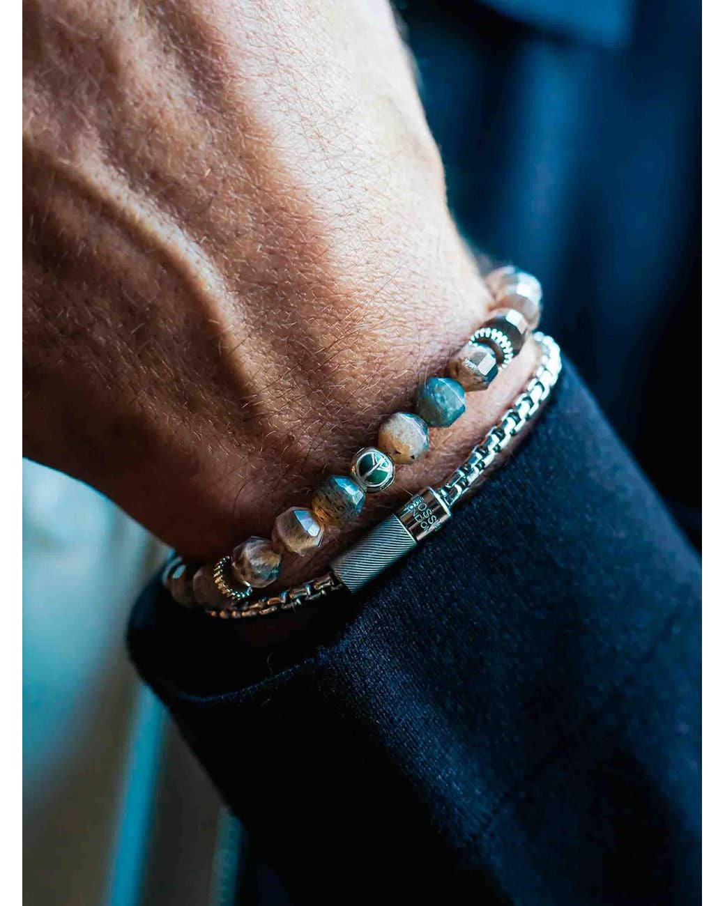 Tateossian Gray Hexade Peace Bracelet for men