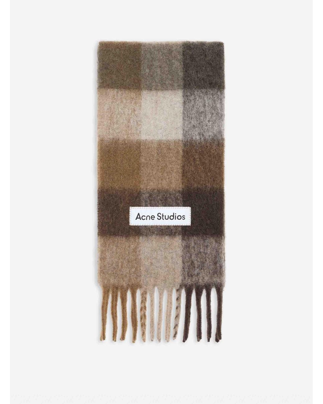 Acne Brown Wool Plaid Scarf