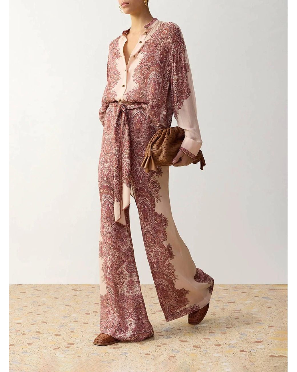 Zimmermann Pink Printed Shirt With Bow