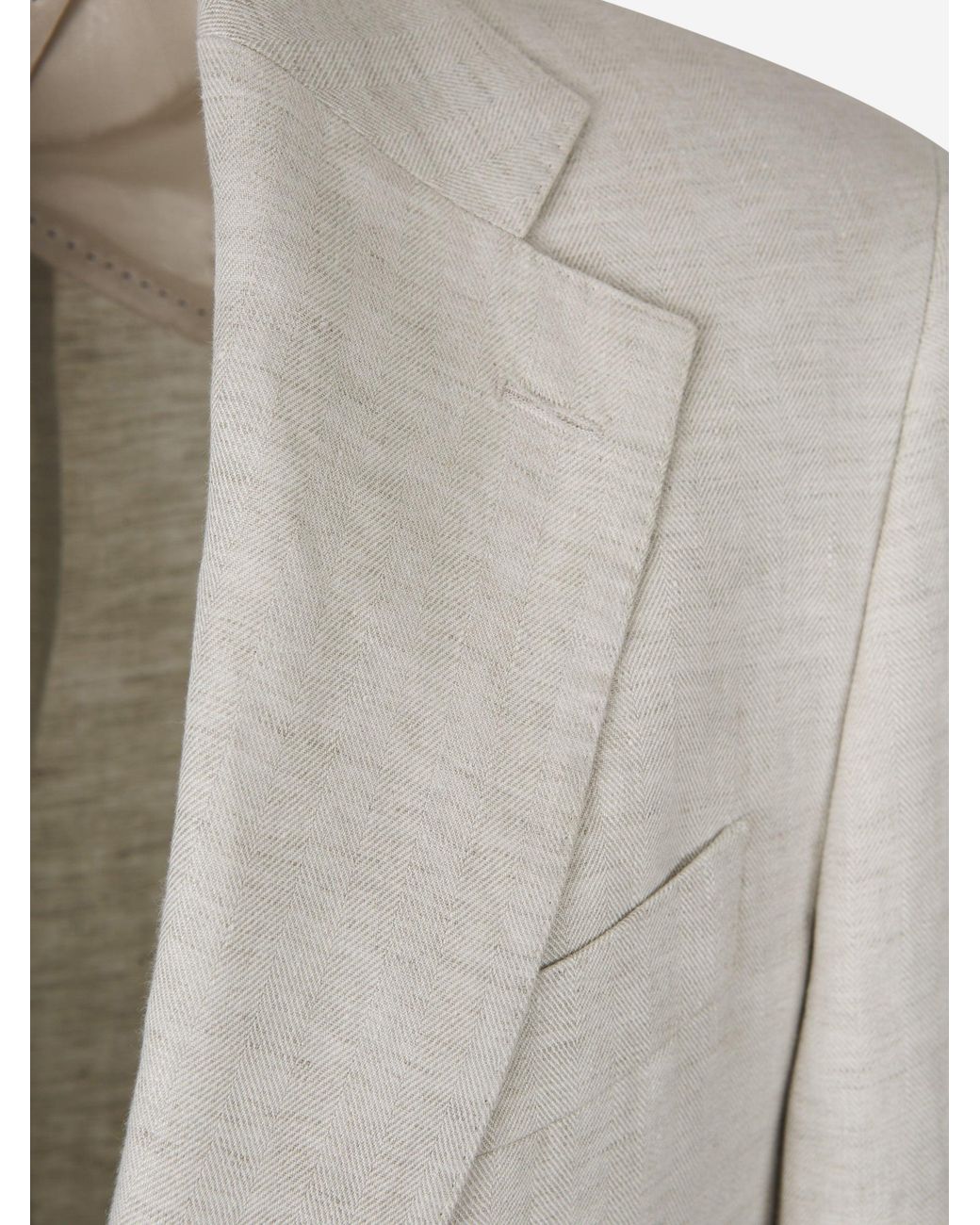 Santa Eulalia White Herringbone Linen Suit for men