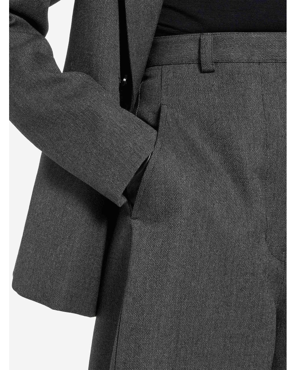 Balenciaga Gray Wool Barrel Trousers