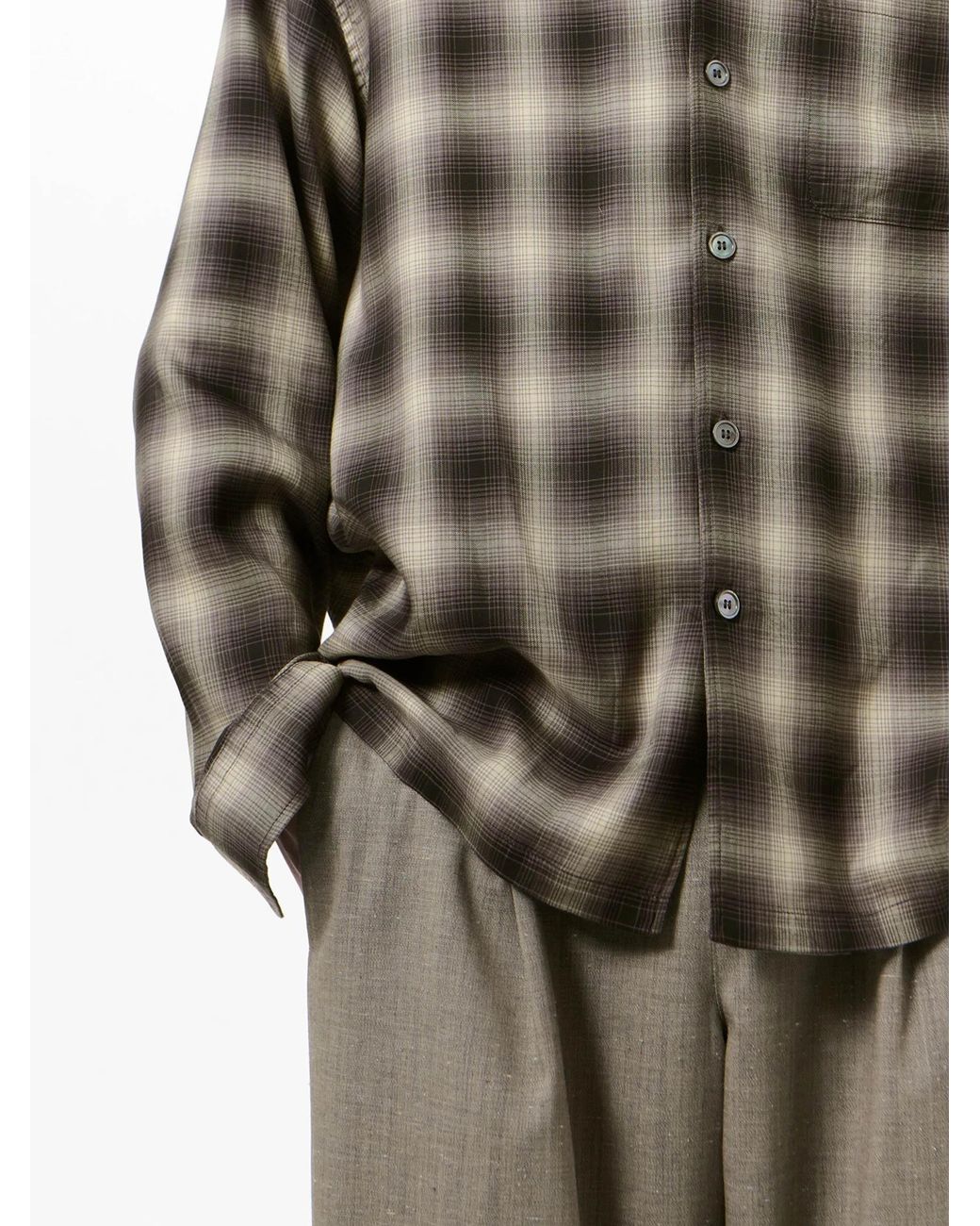 Our Legacy Brown Tencel Plaid Shirt for men
