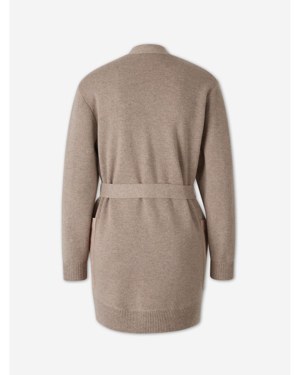 Max Mara Natural Cashmere Wool Cardigan With Suede