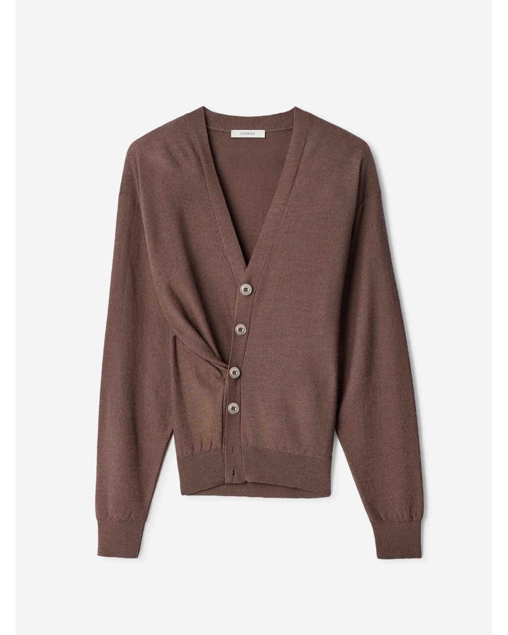 Lemaire Brown Multi-Position Twisted Cardigan