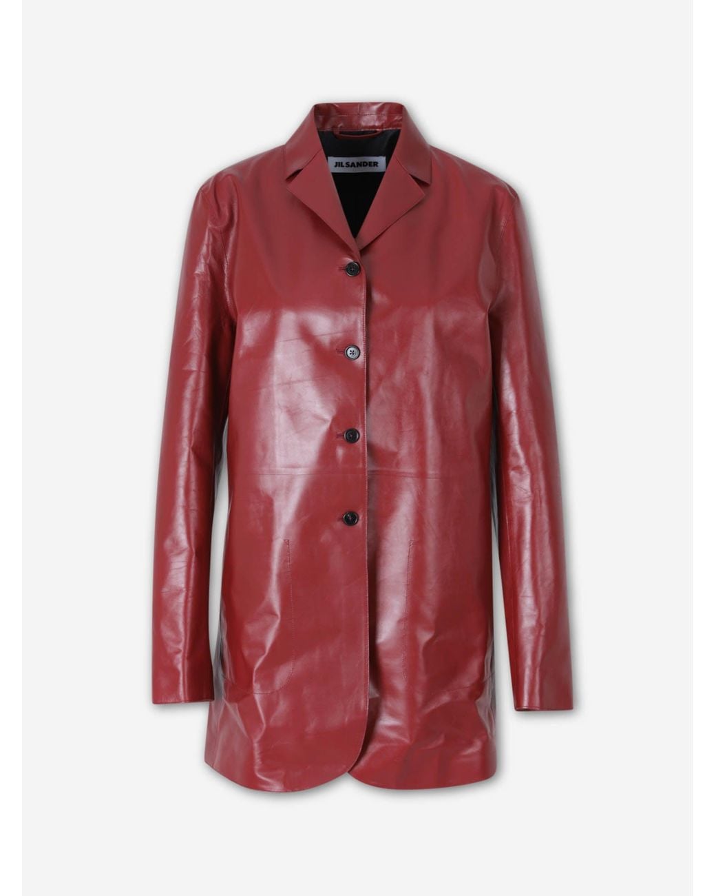 Jil Sander Red Casual Leather Jacket