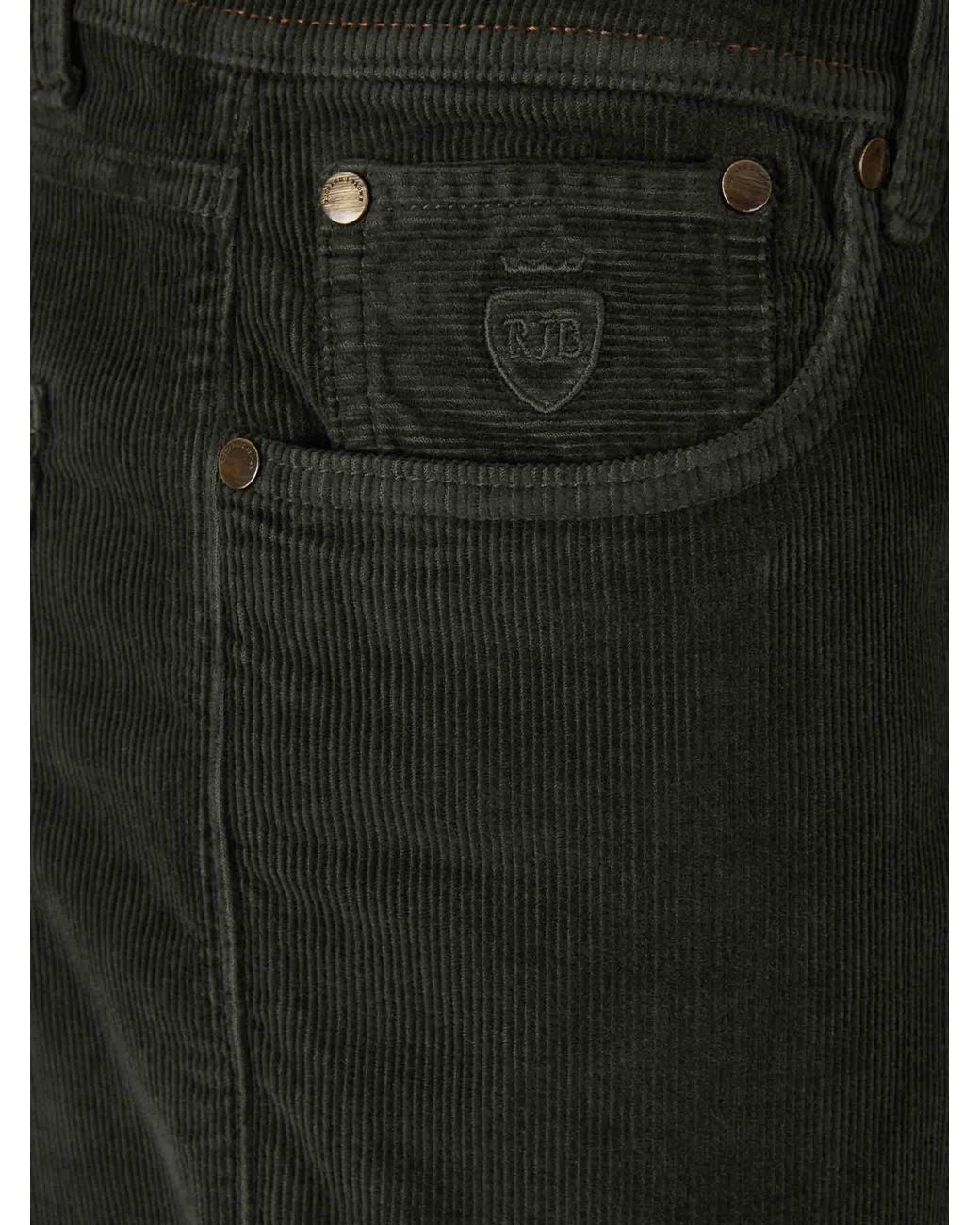 richard j. brown Black Cotton Corduroy Trousers for men