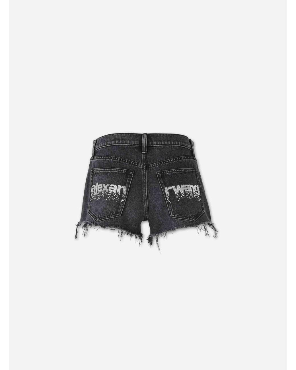 Alexander Wang Black Rhinestone Logo Shorts