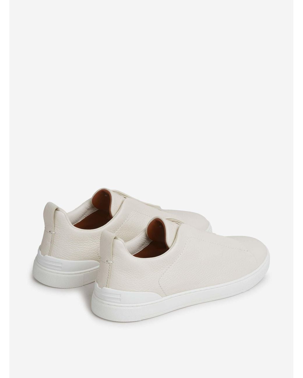 Zegna White Triple Stitch Sneakers for men