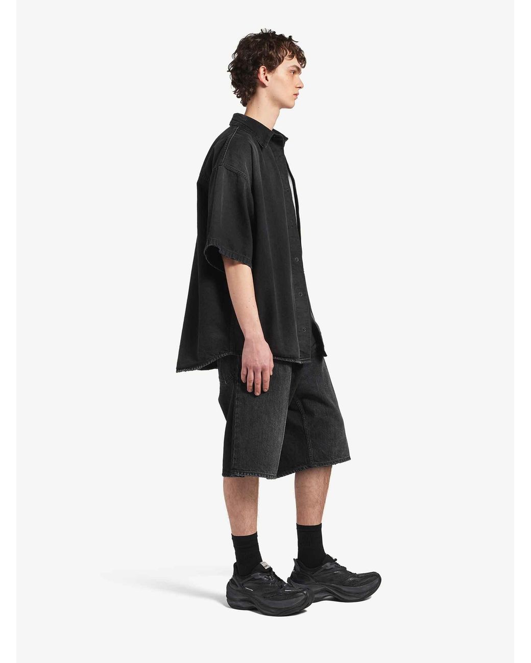 Balenciaga Black Layered Denim Shirt for men