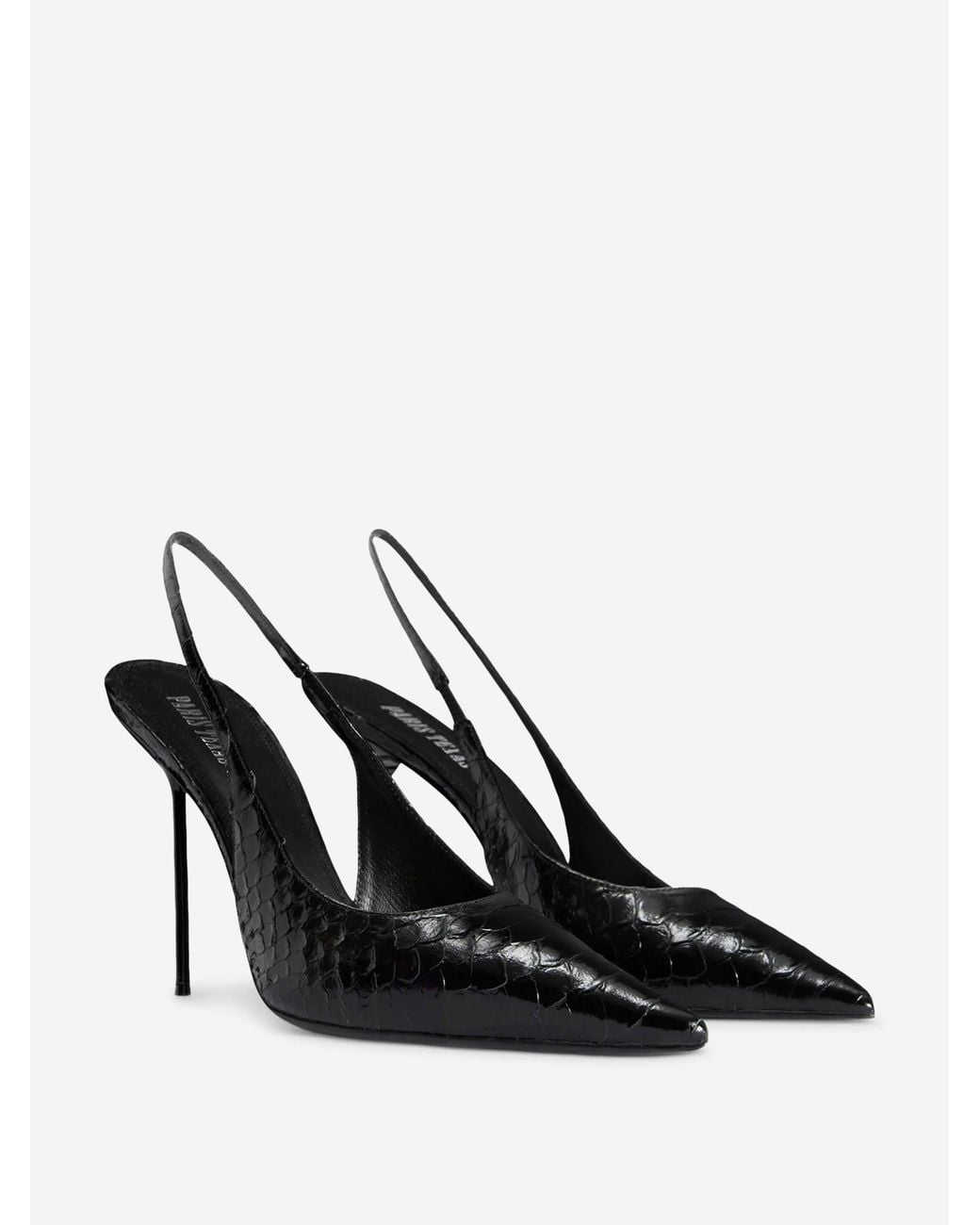 Paris Texas White Lidia Snake Effect Slingbacks
