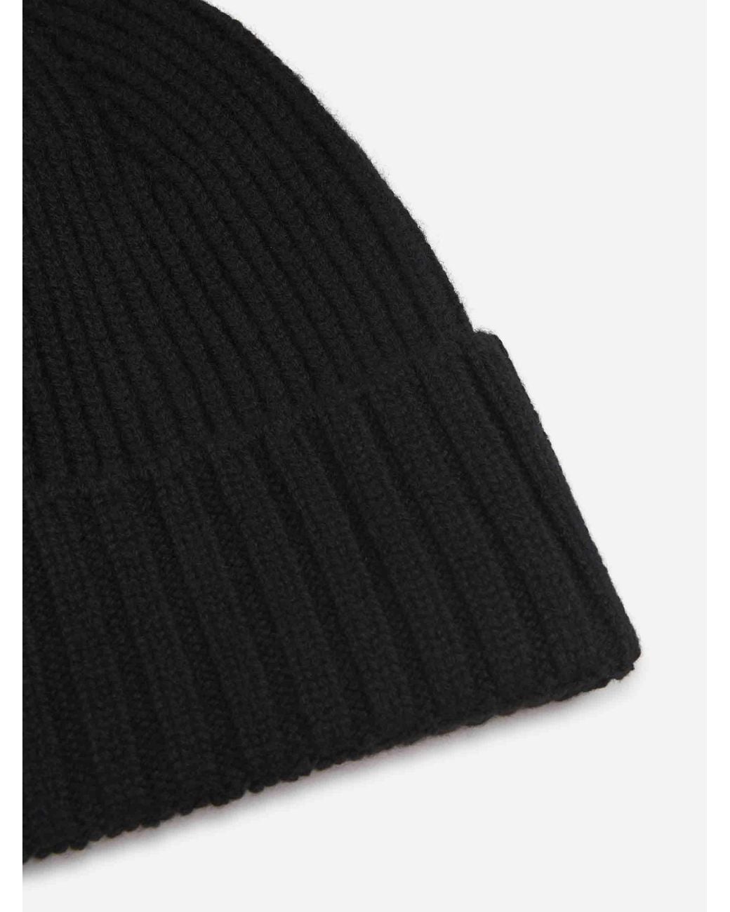 Santa Eulalia Black Ribbed Cashmere Hat for men