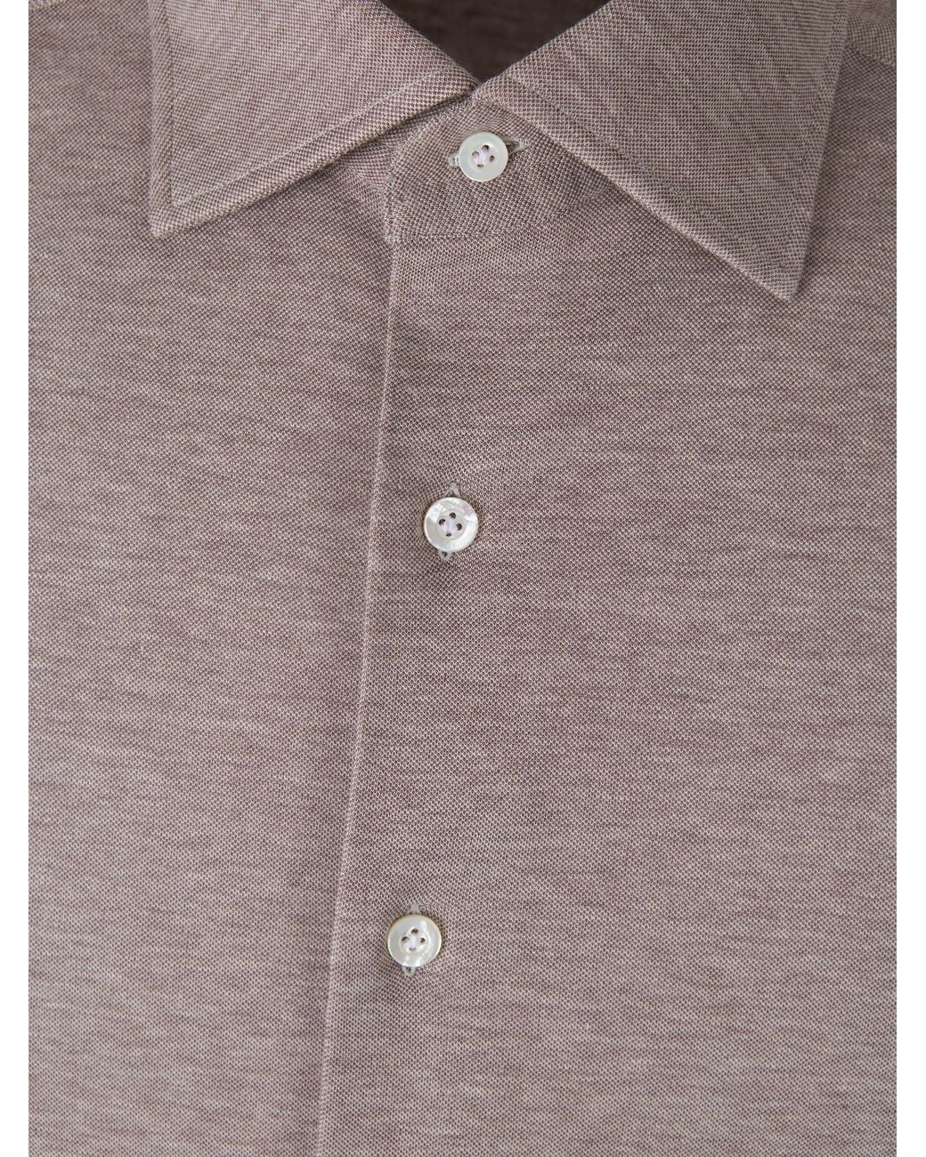 Fray Brown Plain Cotton Cashmere Shirt for men