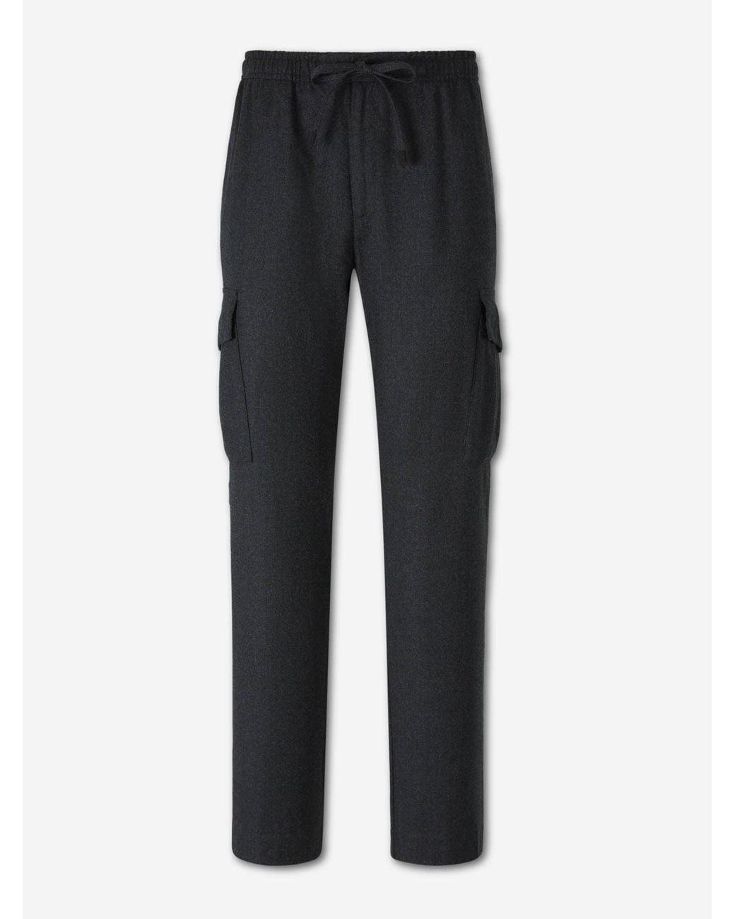 Canali Black Straight Wool Trousers for men