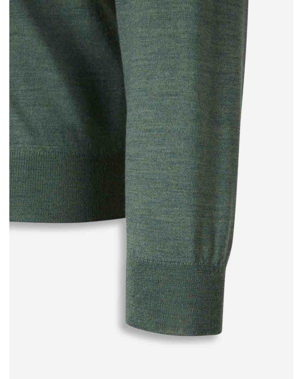 Santa Eulalia Green Wool Cardigan Zipper for men