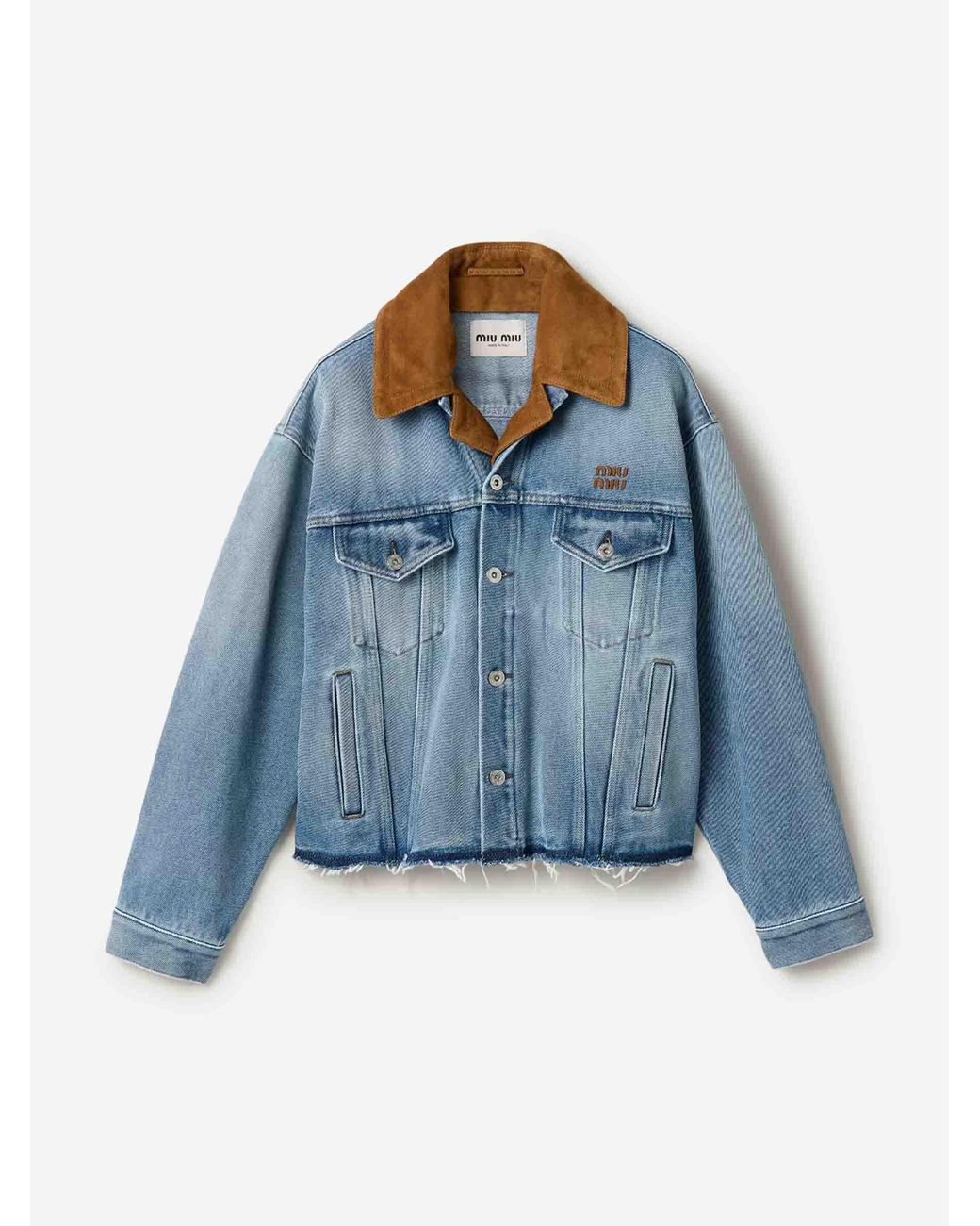 Miu Miu Blue Denim Suede Overshirt