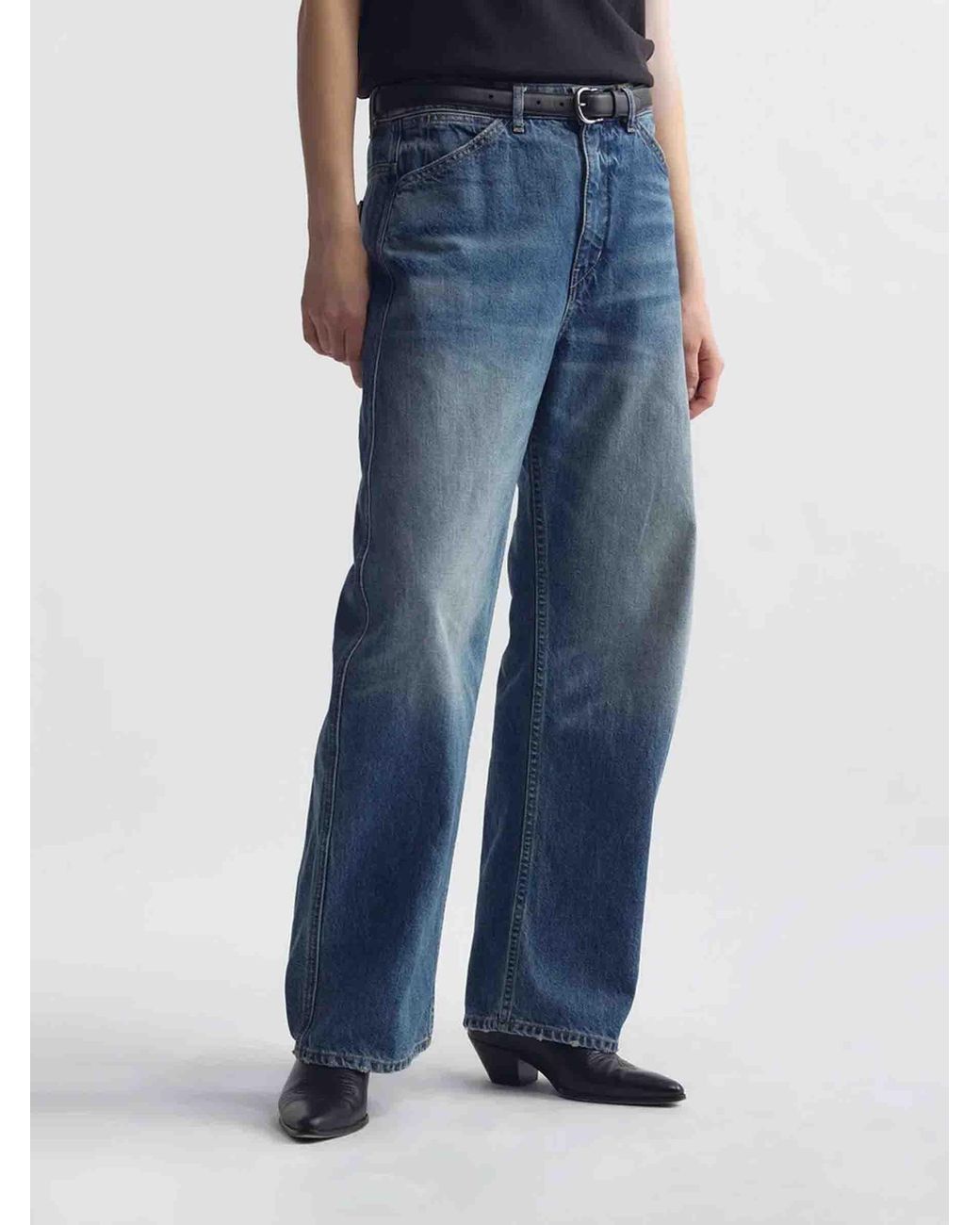 Nili Lotan Blue Cotton Straight Leg Jeans