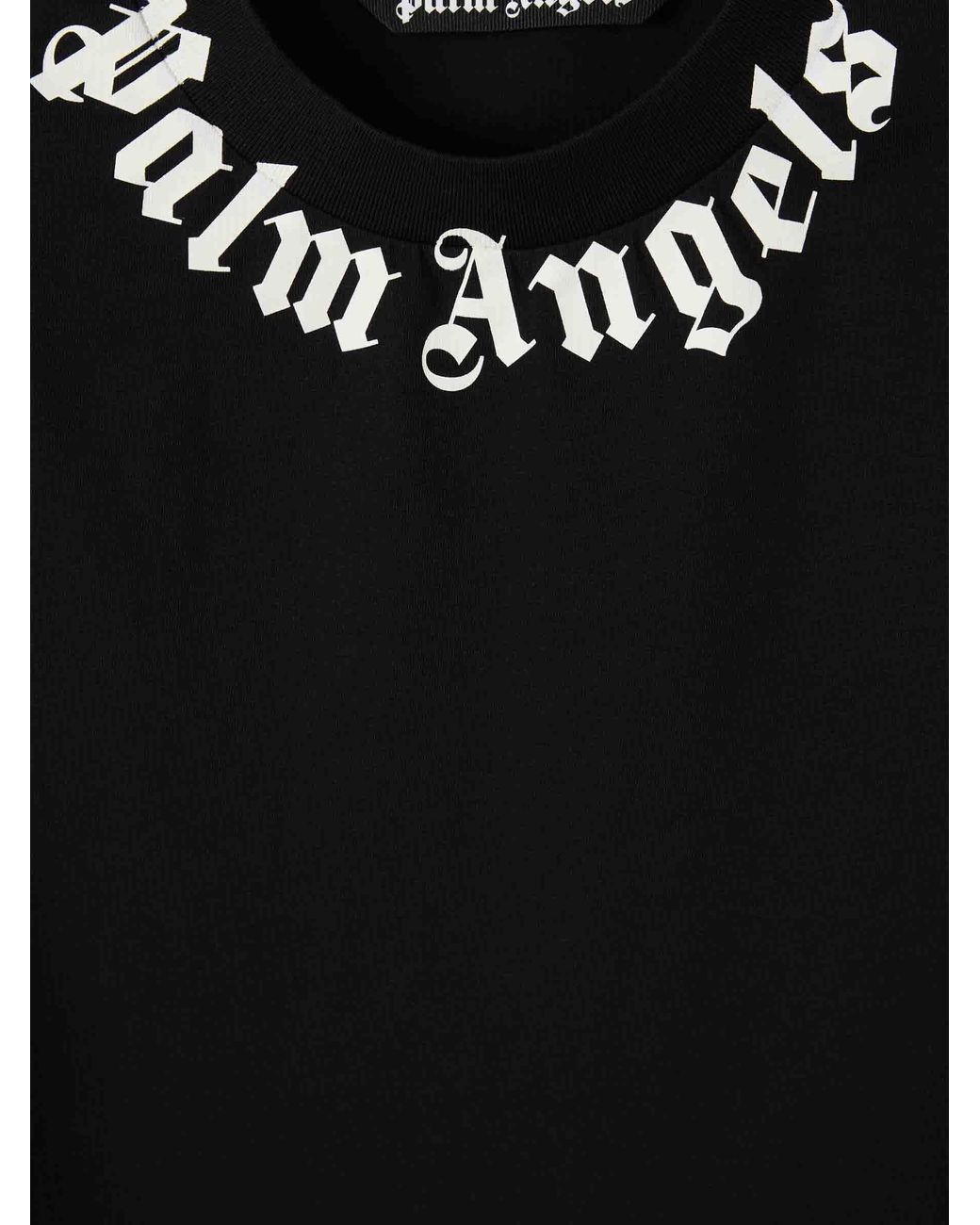 Palm Angels Black Short Sleeve Logo T-Shirt for men
