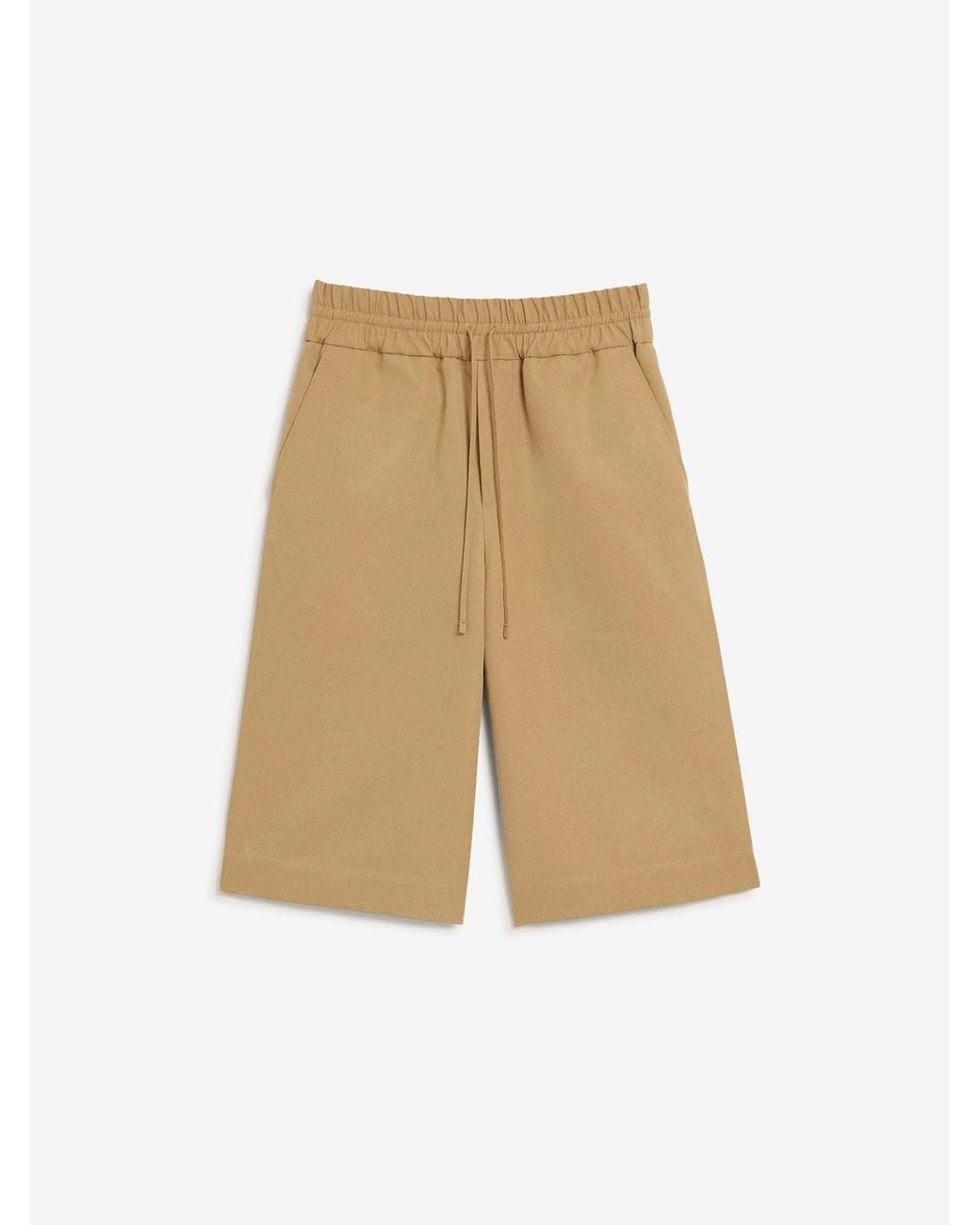 AMI Natural Wide Leg Canvas Shorts for men