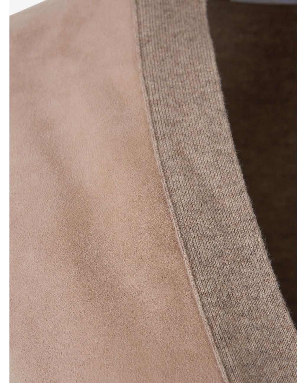 Max Mara Natural Cashmere Wool Cardigan With Suede