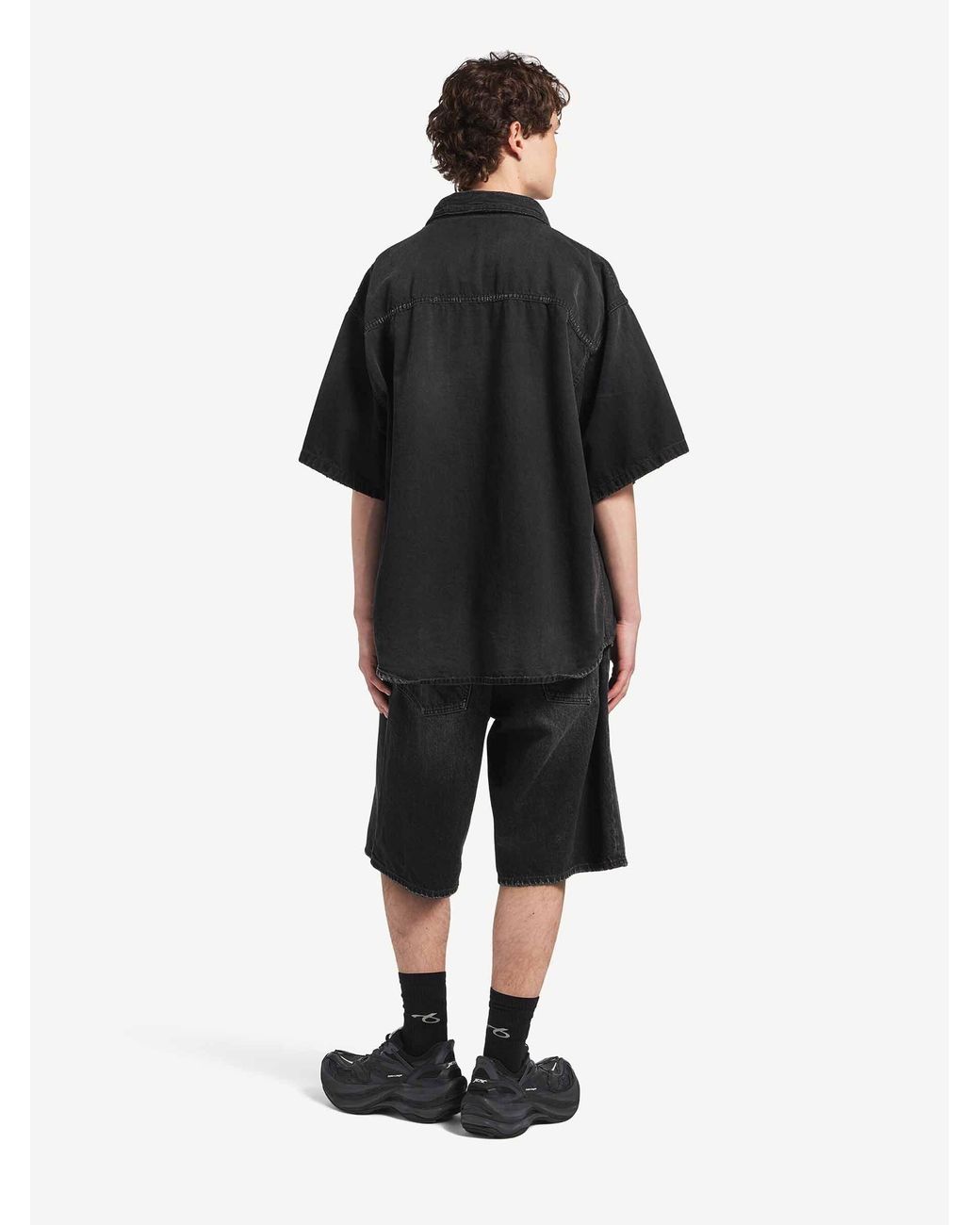 Balenciaga Black Layered Denim Shirt for men