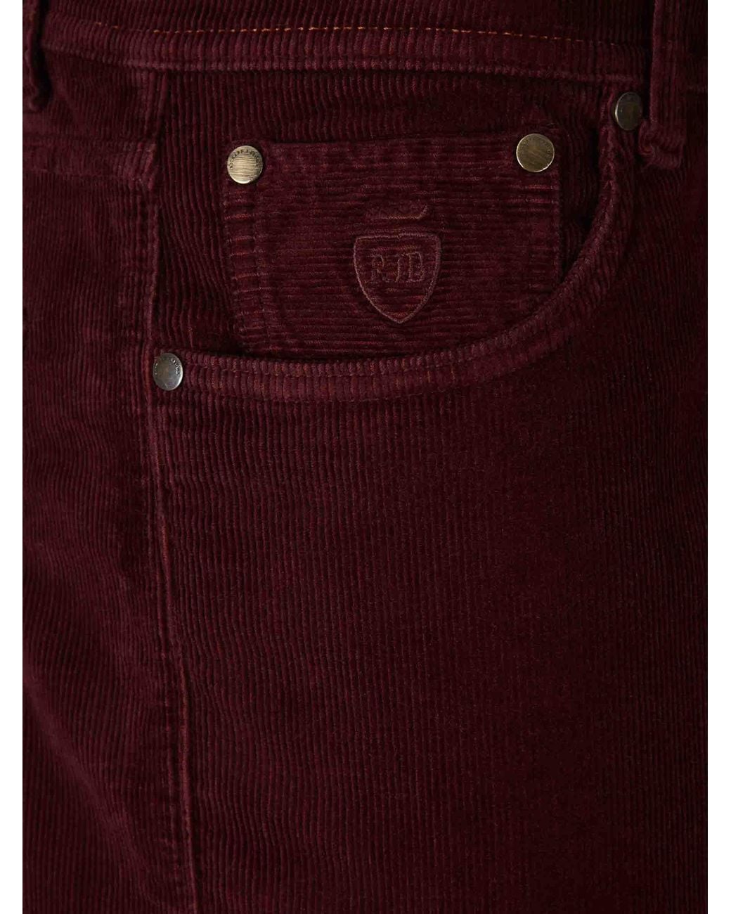 richard j. brown Red Cotton Corduroy Trousers for men