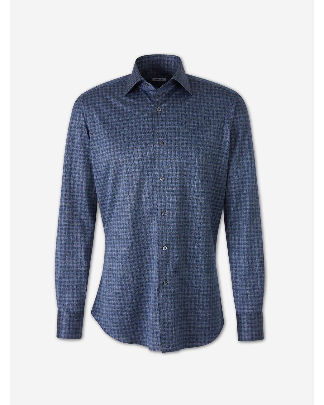 Fray Blue Cotton Plaid Shirt for men