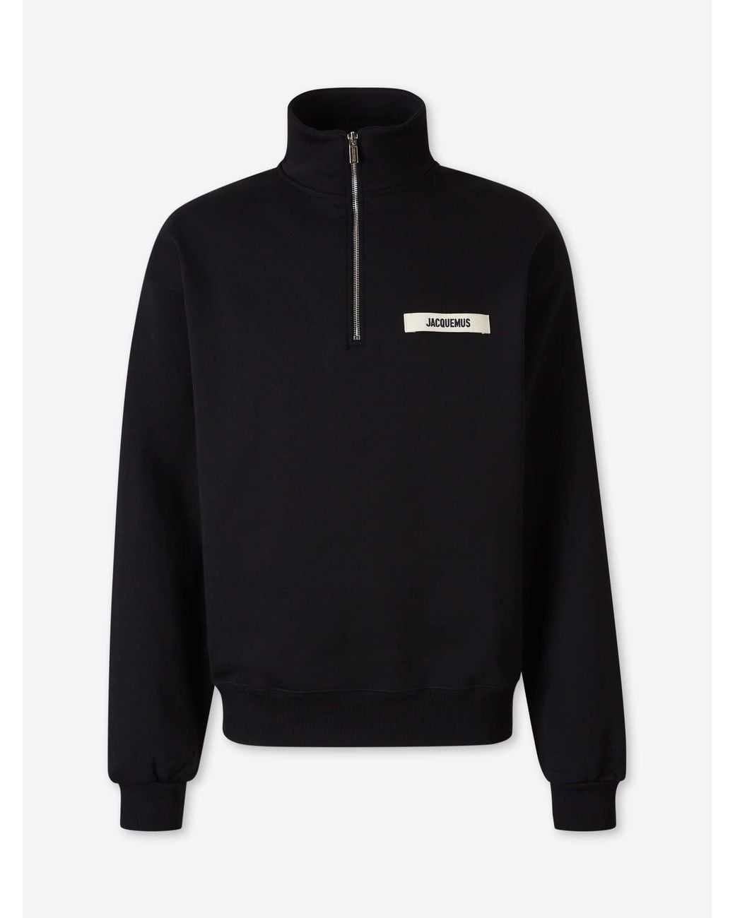 Jacquemus Black Grosgrain Zip-Up Sweatshirt for men