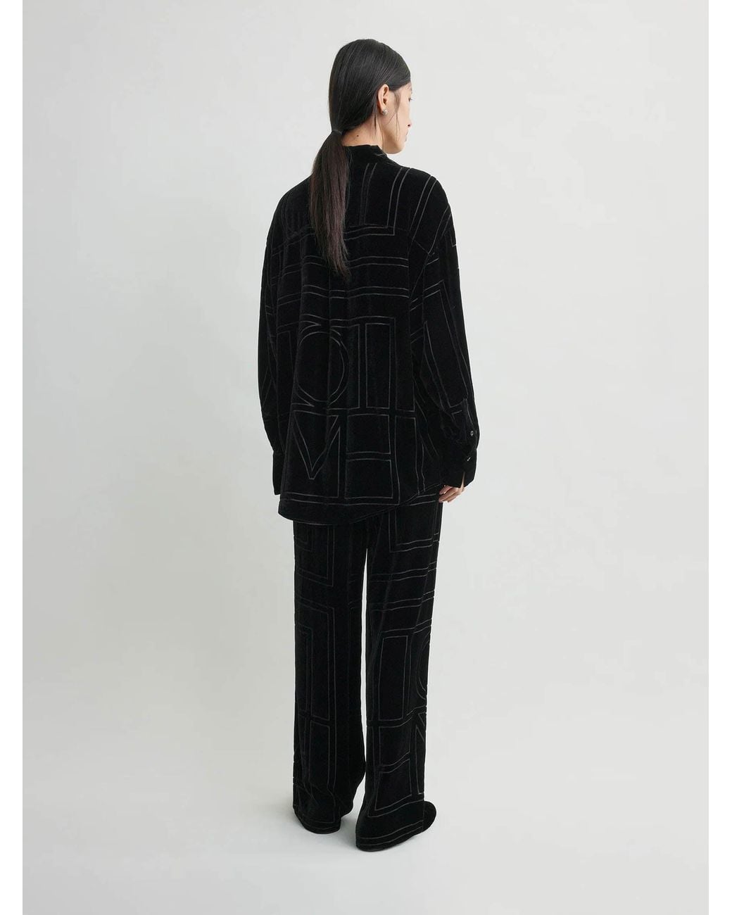 Totême Black Monogram Velvet Shirt