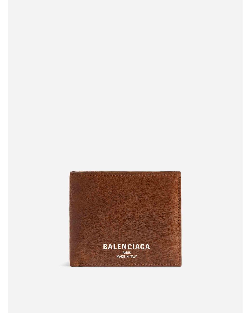 Balenciaga Brown Leather Logo Wallet for men