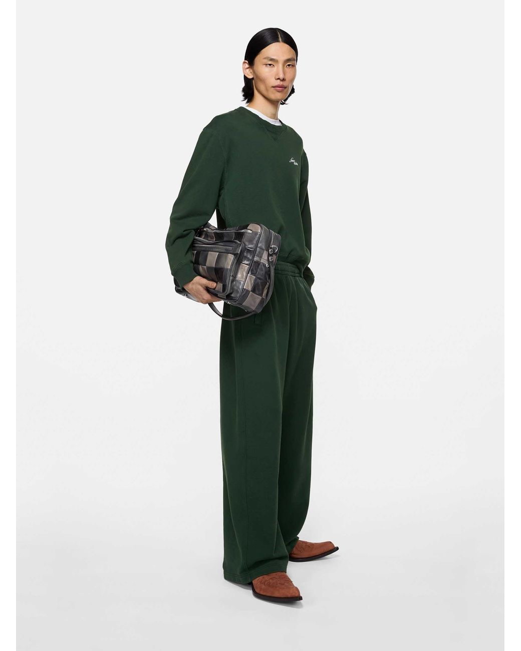Acne Green Cotton Logo Joggers for men