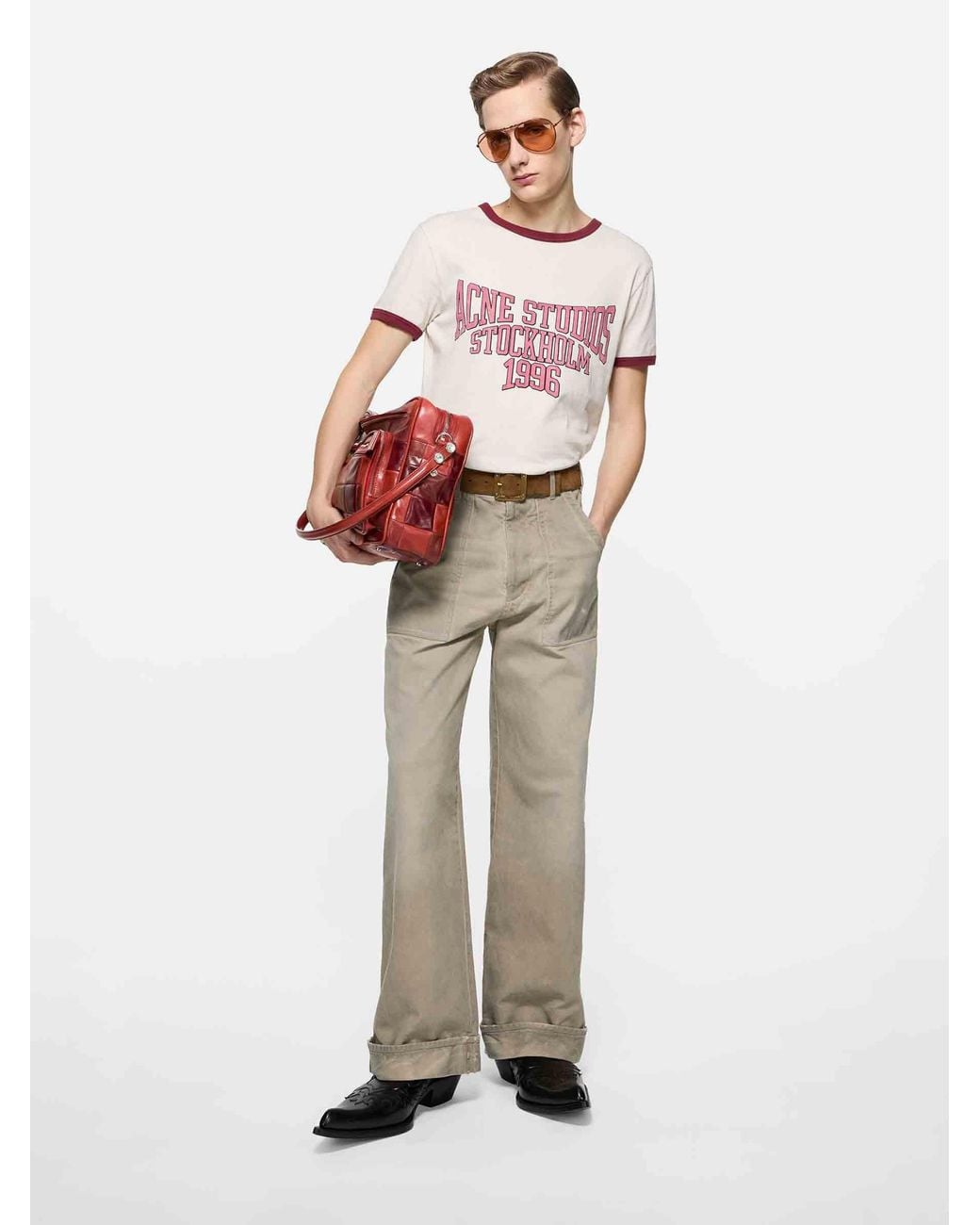 Acne White Distressed Effect Jeans for men