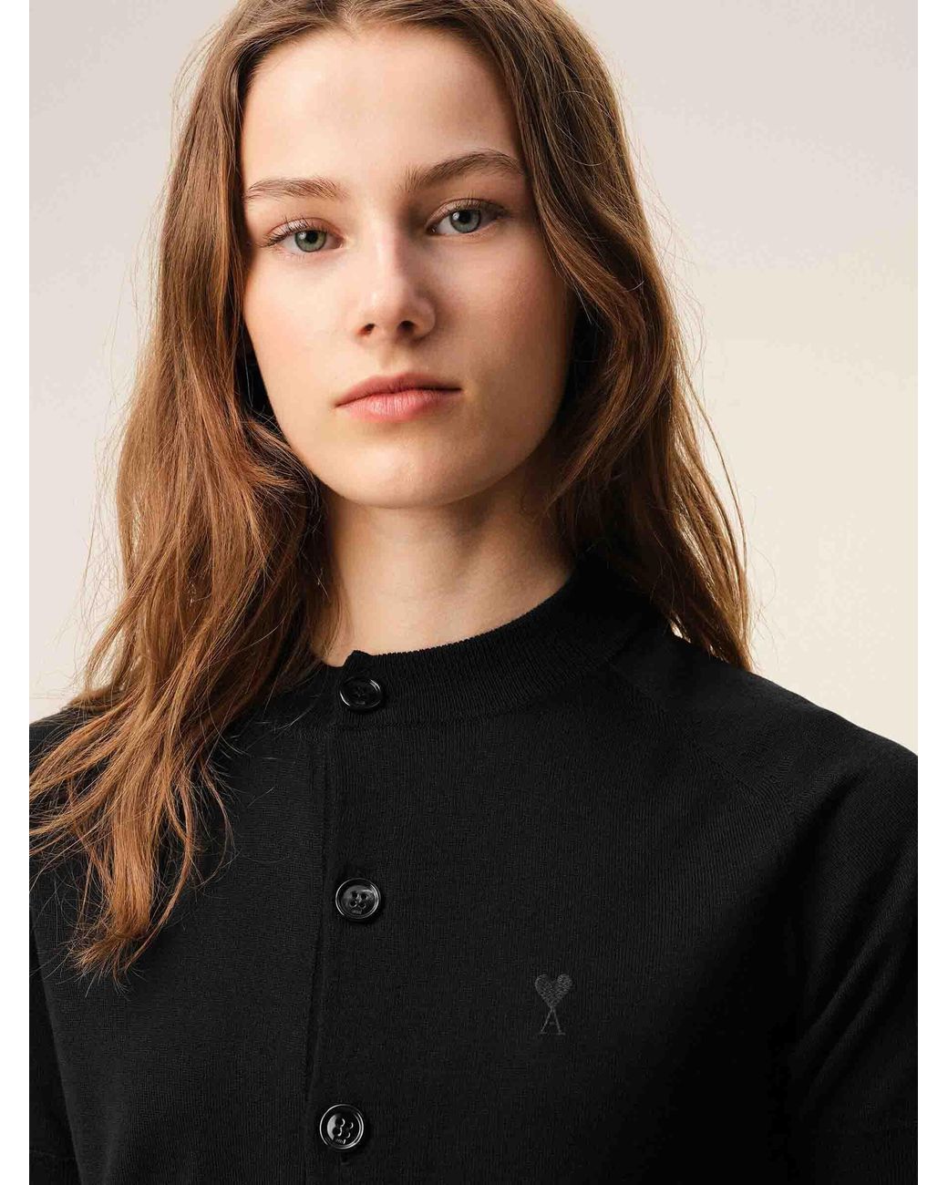 AMI Black Wool Knit Cardigan