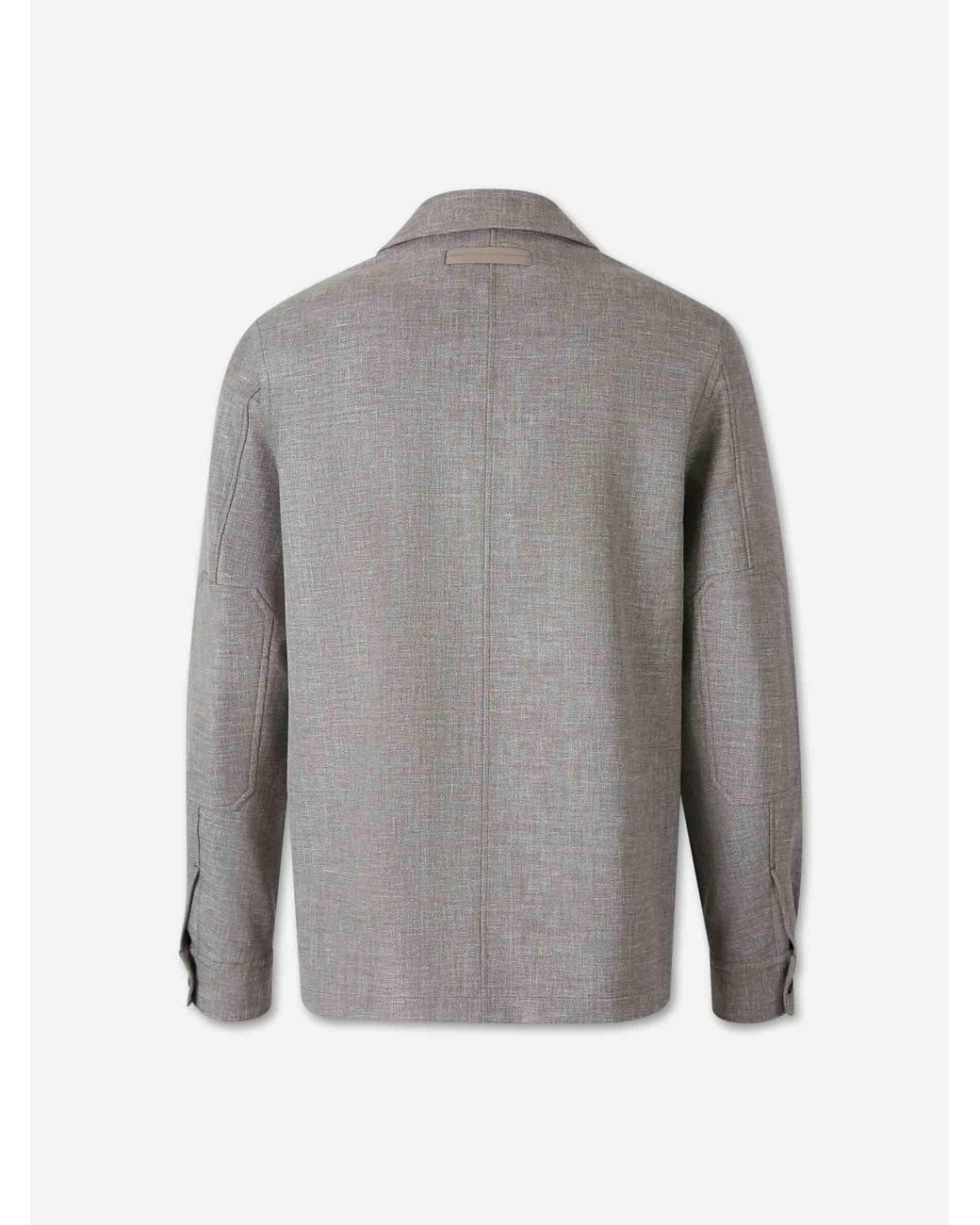 Zegna Gray Overshirt Pockets Placket for men