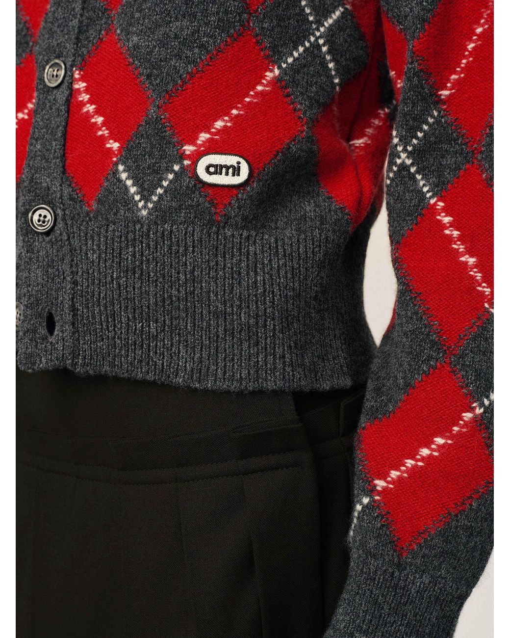AMI Red Wool Cardigan