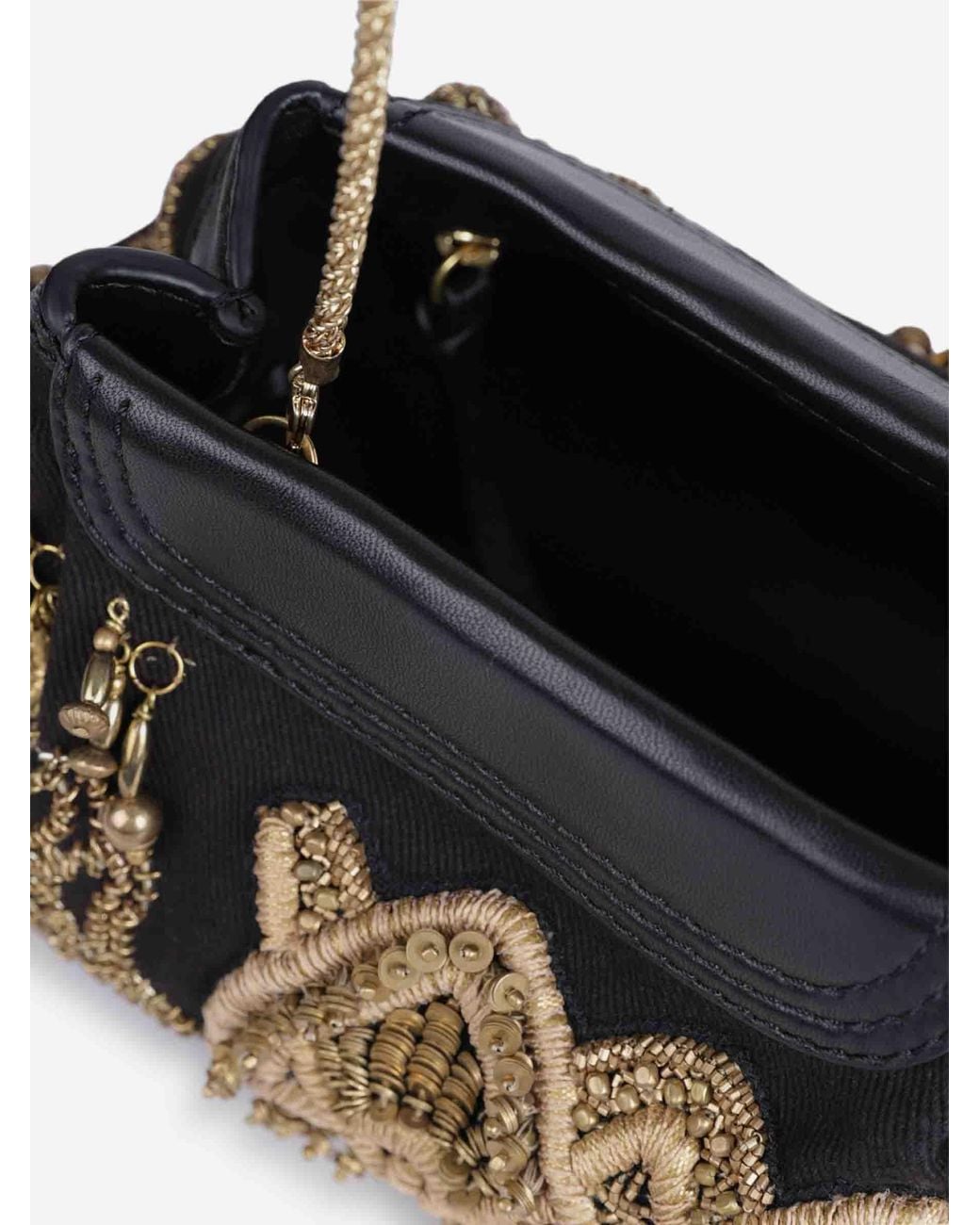 Dries Van Noten Black Clutch Bag With Metallic Appliqués