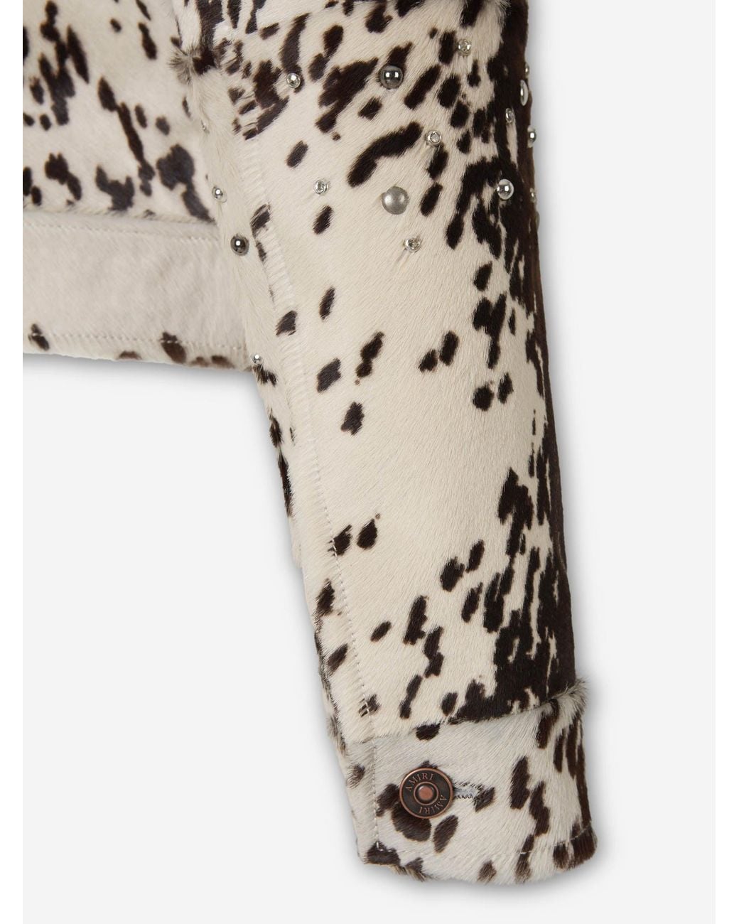 Amiri White Leather Jacket With Crystals And Studs for men