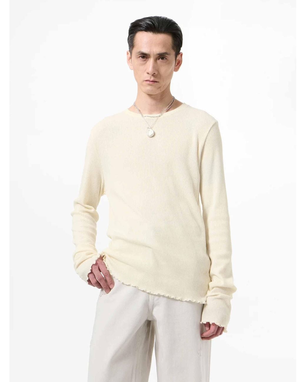 Our Legacy White Long Sleeve Knit T-Shirt for men