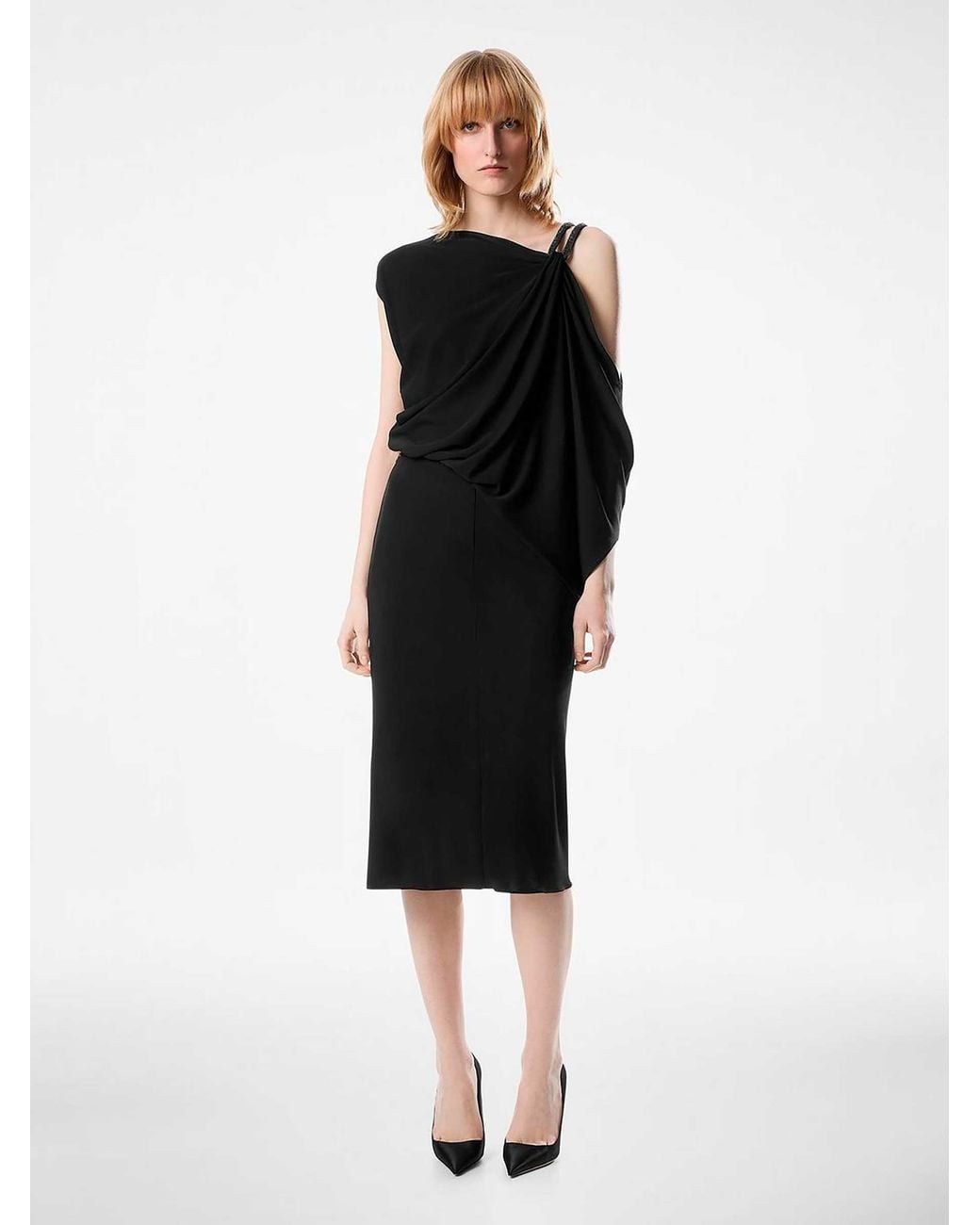 Tom Ford Black Asymmetrical Midi Dress